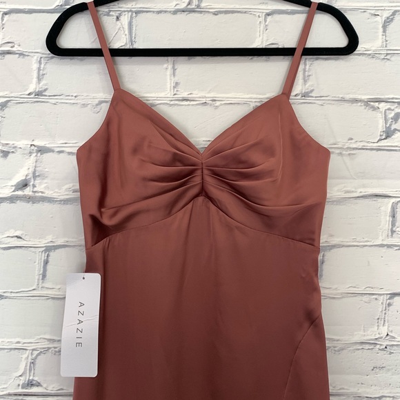 NWT AZAZIE Blush Pink linia stretch satin dress - Picture 4 of 7